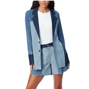 Gloria Vanderbilt X Siriano Collab Denim Blazer Patchwork Jean Jacket Blue Sz 18